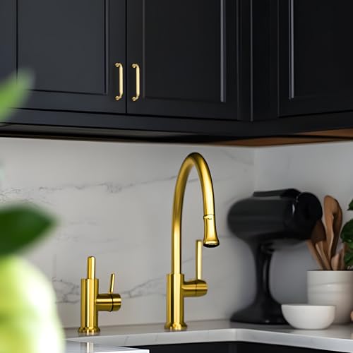 HOME EDIT Brushed Gold Solid Cabinet Handles & Pulls 5 Inch 10 Pack - color: Brushed Gold, size: 5 inches Hole Center
