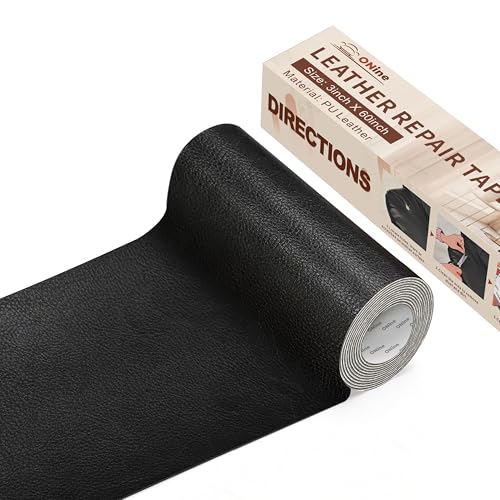 ONine Leather Repair Tape,Self Adhesive Leather Repair Patch,Leather Patches for Furniture,Sofa,Car Seats,Office Chair. Vinyl Repair Kit 3x60in (Black) - color: Black, size: 3 x 60 inches