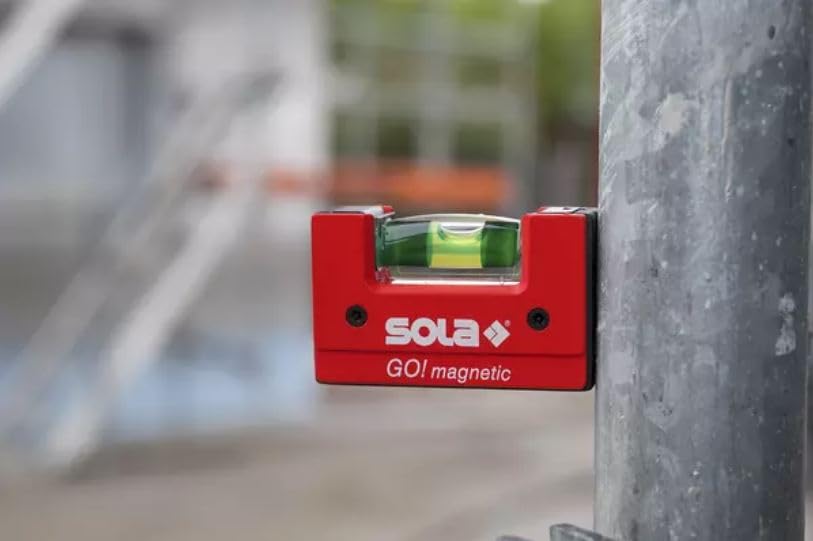 SOLA LSGOM GO! Magnetic Portable Level with Clip and 1 60% Magnified Vial, 3-Inch - size: 3-Inch, style: Magnetic, Pocket-Size