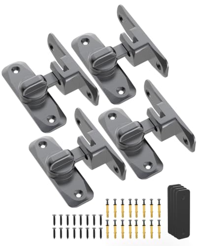90/180 Degree Barn Door Latch Lock with Spacer, Grey, 4 Pack - color: Grey-4Pcs