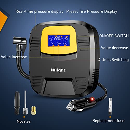 Nilight Digital Tire Inflator Air Compressor Portable Pump w/Pressure Gauge - color: Touch Screen Air Pump