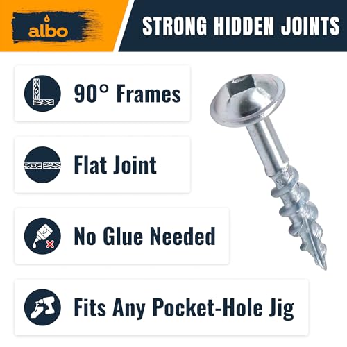 ALBO 500 PCS #8 x 1 Pocket Hole Screws, Heavy Duty Carbon Steel, Zinc Coated, Square Drive Wood Screws for Strong Wood Joinery, Cabinets & DIY Projects - color: Silver, size: #8 x 1"