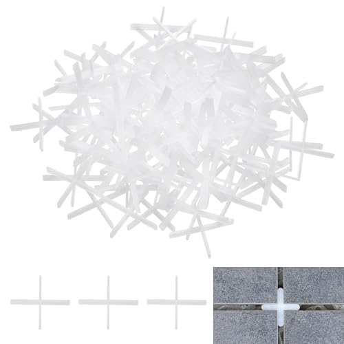 uxcell 400Pcs Tile Spacers, 1mm 1/16" Thick Cross Shape Wall Floor Tile Spacer Tiling Tools for Ceramic Tile Installation (PE Plastic, White) - size: 1mm
