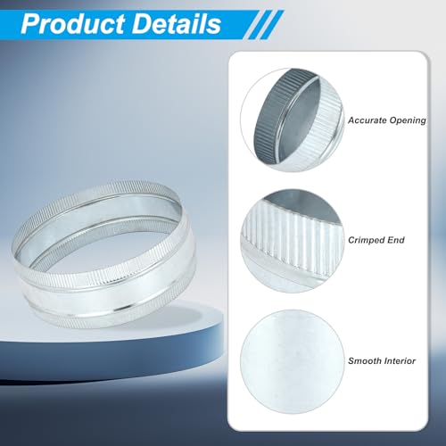 PATIKIL 12 Inch Duct Connector Coupling, Galvanized Steel Straight Dryer Vent Coupler Flexible Ducting Collar Connector Round Crimped Ventilation Duct Extension for HVAC System Pipe - size: 12 Inch