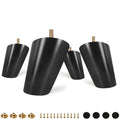 FoDau770 Rubber Wood Legs 3", Slant Taper, 5/16"-18 Thread, Black, 4pcs | Wood Couch legs - Mid Century Sofa Legs - Furniture legs Replacement for Cabinet Dresser Chair Ottoman - color: Black, size: 3 Inch - Slanted (80°)