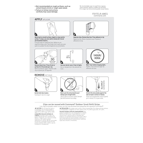 Command Outdoor Light Clips, Clear, 20 Clips, 24 Weather Resistant Strips (Pack of 3) - size: 20 Clips (Pack of 3)