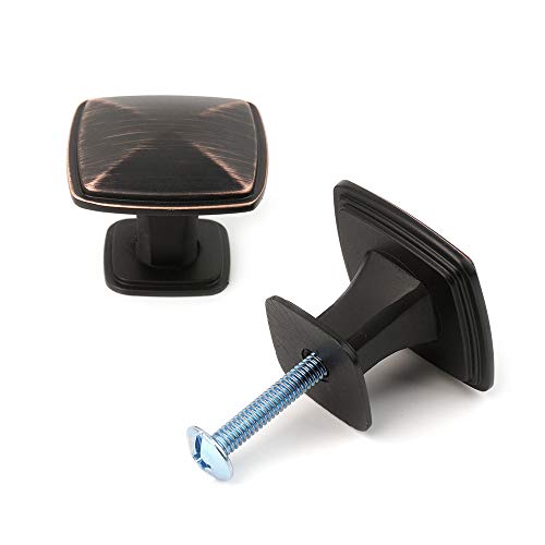 KOOFIZO 10 Pack Oil Rubbed Bronze Cabinet Knobs Square Single Hole Pull K02 - color: Oil Rubbed Bronze, size: Knob 1 - 10Pcs