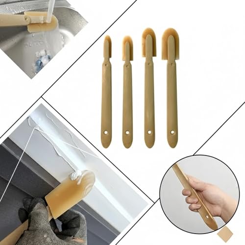 17PCS Rubber Caulking Spatulas Tool Set – 4 Size Silicone Sealant Finishing & Rubber Caulk Grout Spreader Applicator Kit with ABS Handle for Windown Kitchen Bathroom Floors Tiles Walls Brick Skirting