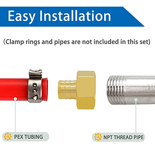 Hooshing 6 Pack 3/4" PEX to 3/4" Female NPT Adapter - size: 3/4" Pex x 3/4" NPT Female