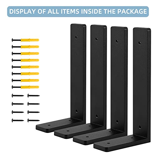 8"x 4"Shelf Brackets,L Shelf Brackets, die-cast Formation, Vertical Angle, Premium Alloy Metal Heavy Duty Shelf Bracket, high Strength Mounting Hardware Included, Corner Brace Joint,Pack of 4. - size: 8 inch x 4 inch die-cast