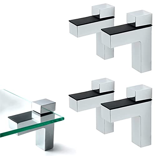 4 Pcs Adjustable Wood/Glass Floating Shelf Brackets Wall Mount (Polished Chrome) - size: Polished Chrome-4pcs