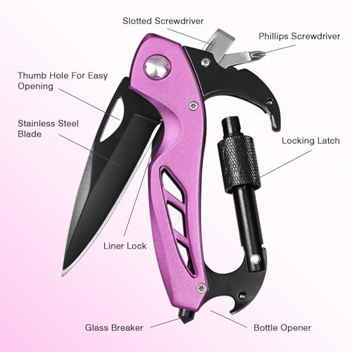 FUNBRO Pink Multitool Carabiner, Bottle Opener and Screwdriver - color: Pink