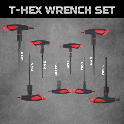 Lichamp 8 Pieces Metric T Handle Allen Wrench Set, 2-10 mm, Ball Head - size: 2 to 10 mm