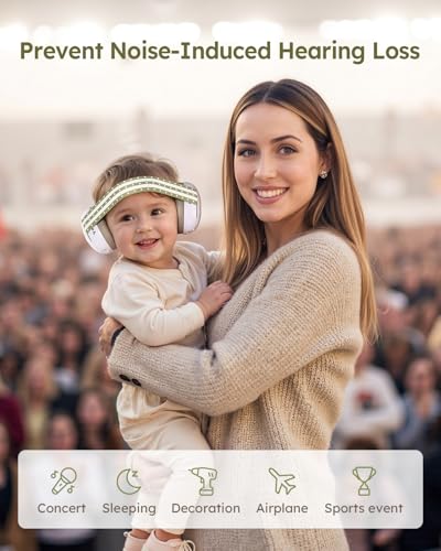 Yoofoss Baby Ear Muffs Noise Protection for Infants Up to 36 Months - Noise Cancelling Headphones for Ear Protection - color: Green