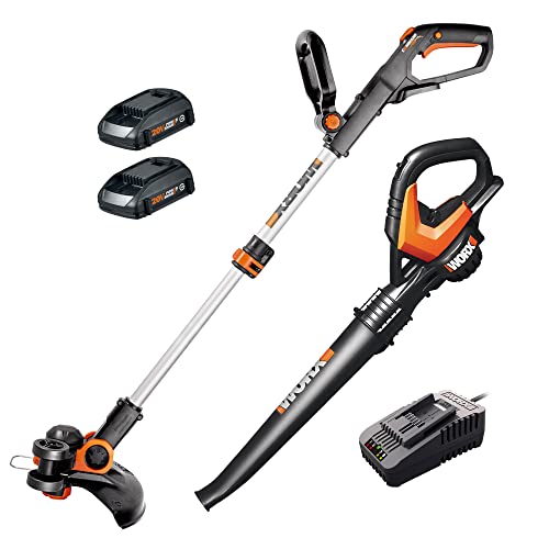 Worx 20V 12" Cordless String Trimmer & 120MPH Leaf Blower Kit, WG916 - style: 12" Trimmer & 120 MPH Blower