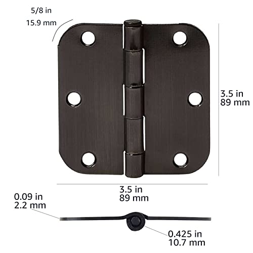 Amazon Basics Rounded 5/8 Radius Interior Door Hinges with Screws, 3.5" x 3.5", Oil Rubbed Bronze, 18-Pack - color: Oil Rubbed Bronze, size: 18 Pack