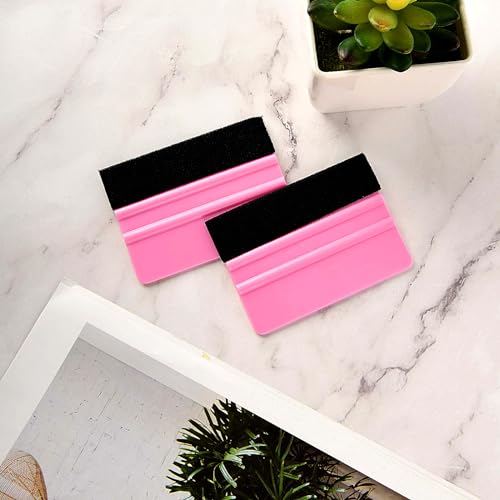 Mabor Vinyl Squeegee Tool, 2Pcs Pink Plastic Felt Squeegee for Vinyl