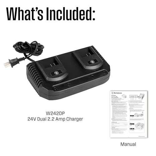 Westinghouse W24V2DP 24 Volt 2.2 Amp Dual Port Fast Charger, 120V, Universal 24V Lithium-ion Battery Charger, Compatible with Westinghouse 24V Batteries (W24V2AH, W24V4AH, W24V5AH, W24V8AH 24V) - style: Dual Port Fast Charger