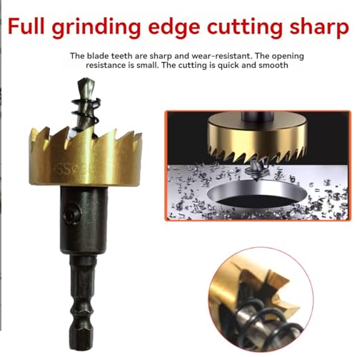 5 Pcs HSS Titanium Hole Saw Kit 5/8" to 1-3/16" Metal Hole Cutter Drill Bits for Steel Iron Aluminum Plastic with 5 Allen Wrenches Included