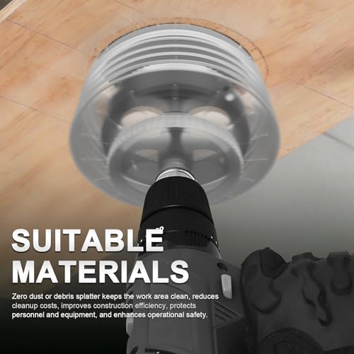 Bi-Metal Hole Saw 4-1/4 Inch with 4-Hole Hollow Center Design & Dust Bowl Catcher – 108mm Hole Cutter for Recessed LED Lights, Cuts Wood, Metal & Drywall, Ideal for Lighting Installation - size: 4-1/4" & BLK