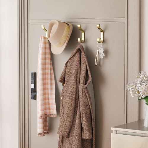 Coat Hooks Wall Mount,Heavy Duty Wall Hooks for Backpack,Towel,Gold 4 Pack - color: Gold, size: 4 Pack
