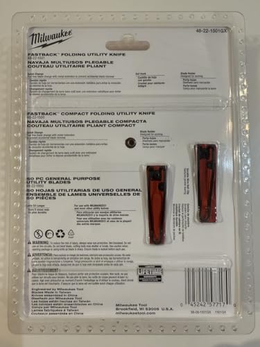 Milwaukee Fastback Flip Utility Knife 2 Piece Set with Razor Blade Dispenser (50 Blades Included)