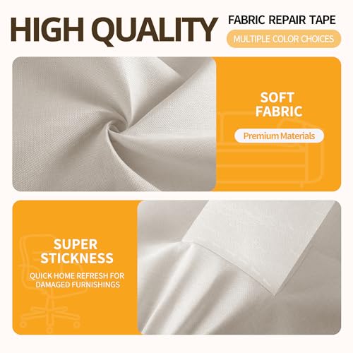 Fabric Repair Tape, 4" x 80" Self-Adhesive Linen Repair Tape Patch Kit - color: Beige Grey, size: 4" x 80"