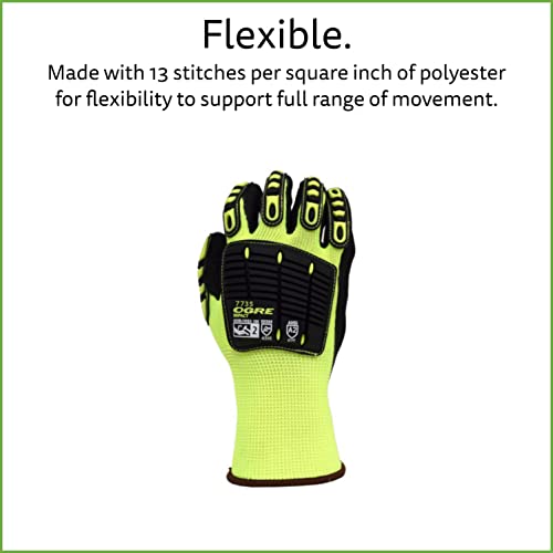 Cordova 7735 OGRE Impact Gloves, Padded Nitrile Coating for Extra Grip, Reinforced Thumb, High-Visibility Work Gloves, Flexible and Comfy, Heavy-Duty, 3X-Large, 1-Pack - size: 3X-Large