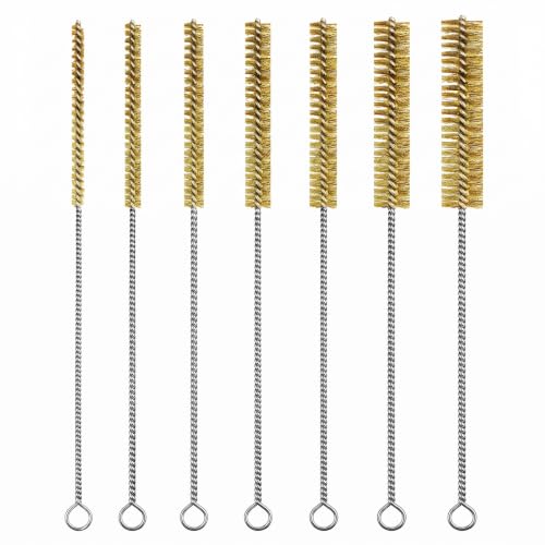 Tube Brush Kit 7 Pcs Brass Wire Brushes 12 Inch Long Pipe Cleaner with 6mm to 18mm for Engine Bore Auto Parts Cleaning