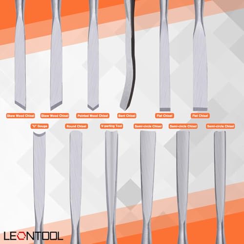 12 Pieces Wood Chisel Set Wood Carving Tools Set with Storage Bag for Woodworking, Carbon Steel Chisel with Wood Handle, 7.9" Wood Working Tools and Accessories Wood Carving Chisels Kit
