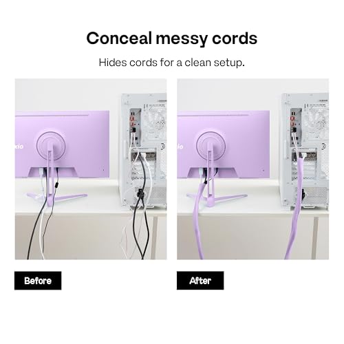 Pixio 10FT Tubing Cable Sleeve – Purple 1/2 inch Flexible Cable Management Sleeve for PC, Gaming, TV & Office, Wire Organizer for Desk Cable Cleanup - color: Purple