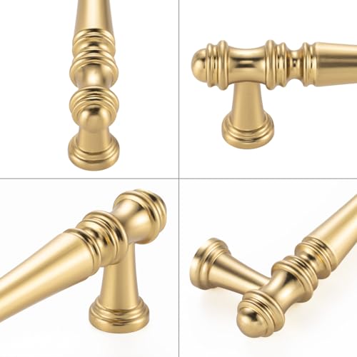 KOOFIZO 10 Pack 5 in Brushed Gold Cabinet Pulls, Gold Drawer Handles P30 - color: Brushed Gold, size: 5" CC - 10Pcs