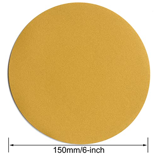 6-Inch No-Hole Hook and Loop Gold Sanding Discs 320-Grit, 100-Pack - size: 320 Grit