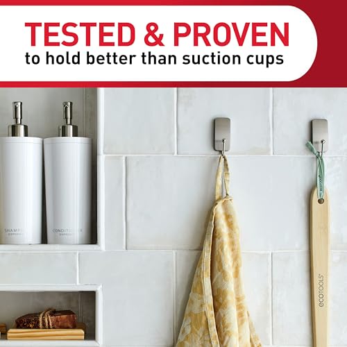 Command Small Satin Nickel Bath Hooks, 1 Hook, 2 Strips - color: Satin Nickel, size: Small (1 Count)