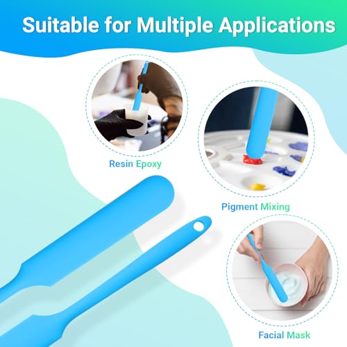 Gartful 6PCS Silicone Spatula Sticks, Non-Stick Epoxy Resin Mixing Sticks Scraper Tools, Reusable Stirring Rods for Resin, Paint, Waxing, Liquid, Arts Crafts Supplies, Facial Mask, Blue - color: Blue, size: Large