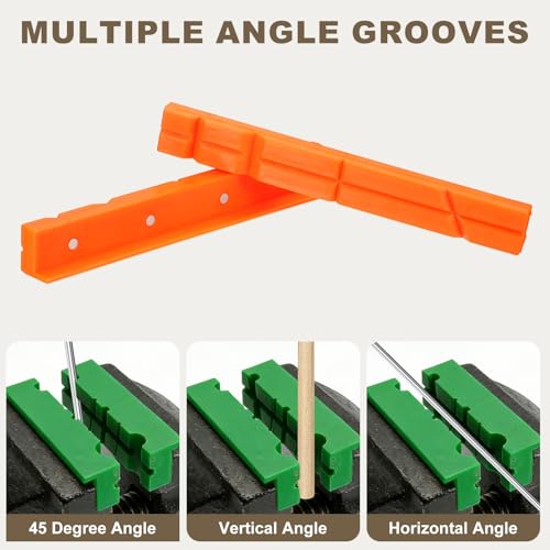 HARFINGTON 2 Set Vise Jaw Pads 8" Rubber V-Shape Magnetic Vise Soft Jaws Standard Anti-Scratches Vice Covers Tools for DIY Making Woodworking Clamping Plumbing, Orange - size: 8"