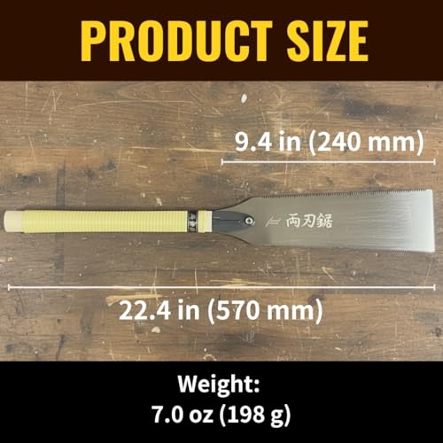 Fujiwara 9.4" Japanese Double-Edge Pull Saw, Made in Japan, High-Carbon Steel Blade, Two Tooth Options for Fast & Fine Woodworking Cuts - forest Originals