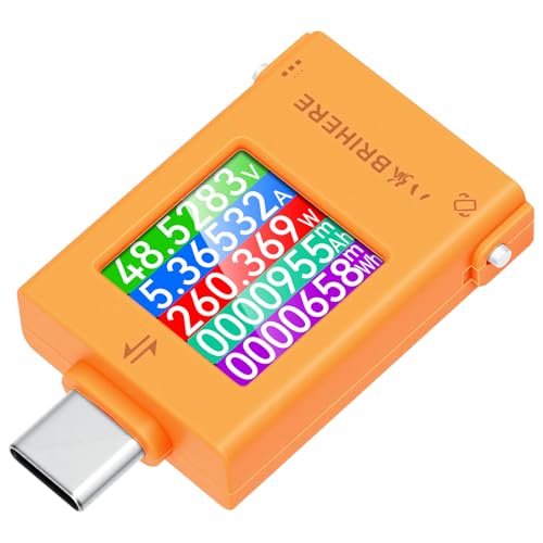 USB C Power Meter USB C Tester, 6-Digit USB Multimeter 4.5-50V 0-12A Two-Way Measurement Voltage Current Capacity Amp Volt Voltmeter Ammeter Detector Color Display Digital Tester for Chargers Cable - color: Orange