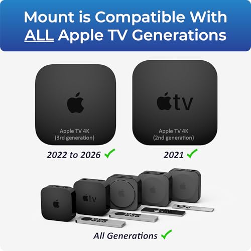 ReliaMount Universal Mount for Apple TV - Compatible with Every Apple TV - color: Basic Black Apple TV Mount