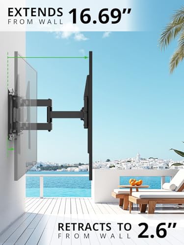 Outdoor TV Wall Mount for 47-90" TVS, Full Motion Weatherproof TV Bracket - size: For 47" to 90" TVs