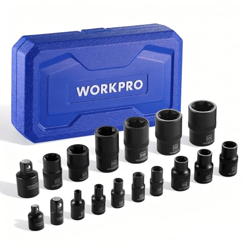 WORKPRO 17-Piece Female E-Torx Socket Set, E4-E24, CR-V Steel