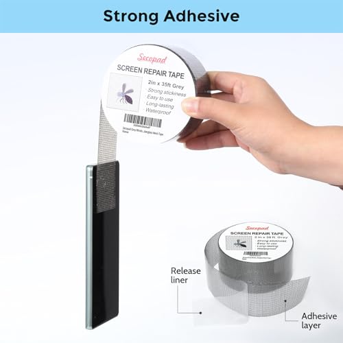 Secopad 2" x 420" (35FT) Screen Repair Tape, Screen Repair Kit, Grey - color: Grey, size: 2IN x 35FT