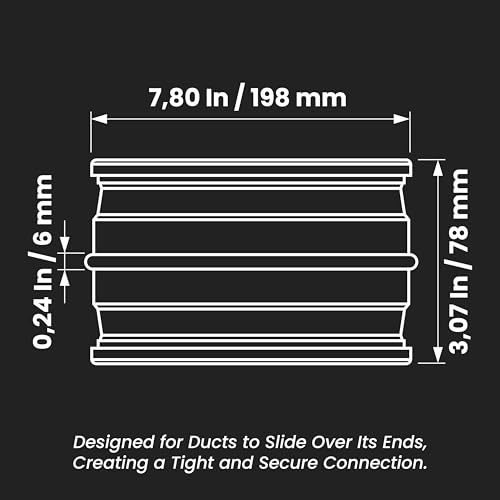 Galvanized Metal 8 Inch Duct Couplings - No Gaskets - Dryer Vent Connector - size: 8 Inch