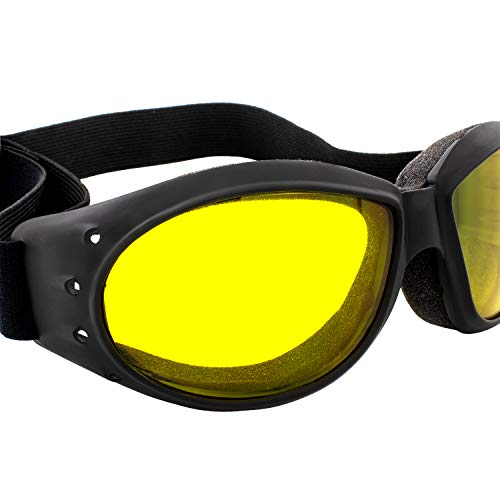 Global Vision Eliminator Dirt Bike Padded Motorcycle Riding Goggles for Men and Women (Black Frame/Smoke Lens) - color: Black Frame/Yellow Lens