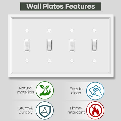 Quad Toggle Light Switch Cover Plate - size: 4 Gang Quad Toggle