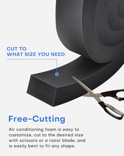 2Packs Air Conditioner Foam Tape with Adhesive, 1''X2''X 6.5 Ft Window Weather Stripping, High Resilience Ac Window Seal Kit Foam Insulation for Winter Summer (6.5ft X 2 Rolls, Black) - color: 2 PCS, size: 1''X2'' Black