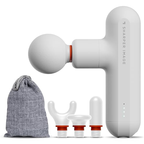 Sharper Image Powerboost Move Mini Percussion Massage Gun, Powerful & Quiet - color: Platinum