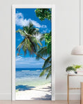 FLFK Door Mural Sticker - Beach Palms,Peel and Stick,Combined Size 32"x80",Split into 2 Pieces - color: Mt5466, size: 32"x80"