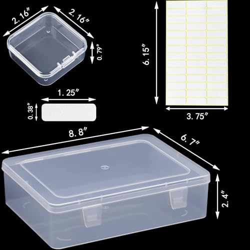 Bead Organizer Box, 28Pcs Small Clear Plastic Storage Containers, 1 Large Craft Organizer Box, 1 Sheet Label, Mini Parts Storage Solution for Beading Jewelry Making Diamond Arts Screws Seeds - size: 1 Pack - 28 Pcs (2.16" x 2.16" x 0.78")