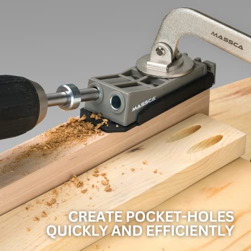Massca Twin Pocket Hole Jig Kit, Woodworking Tools and Accessories Set
